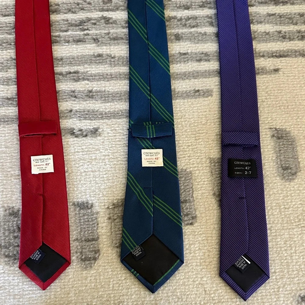 Classic Red, Green/blue, and Purple Crewcuts Tie Set